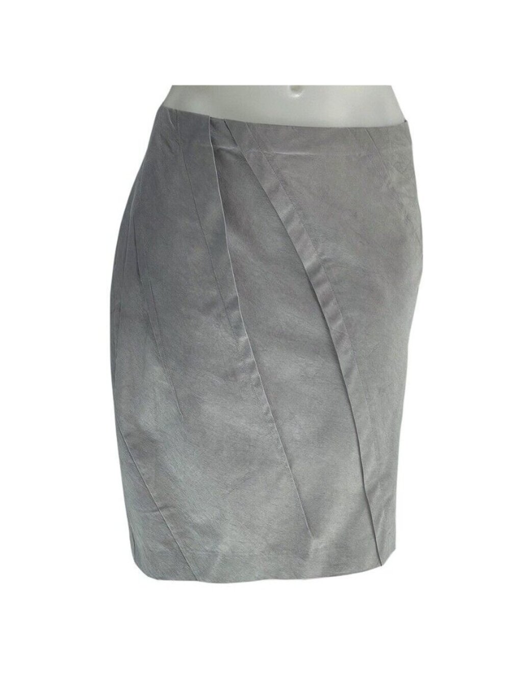 Donna Karan New York Asymmetrical Panel Gray Cotton Bubble Pencil Skirt